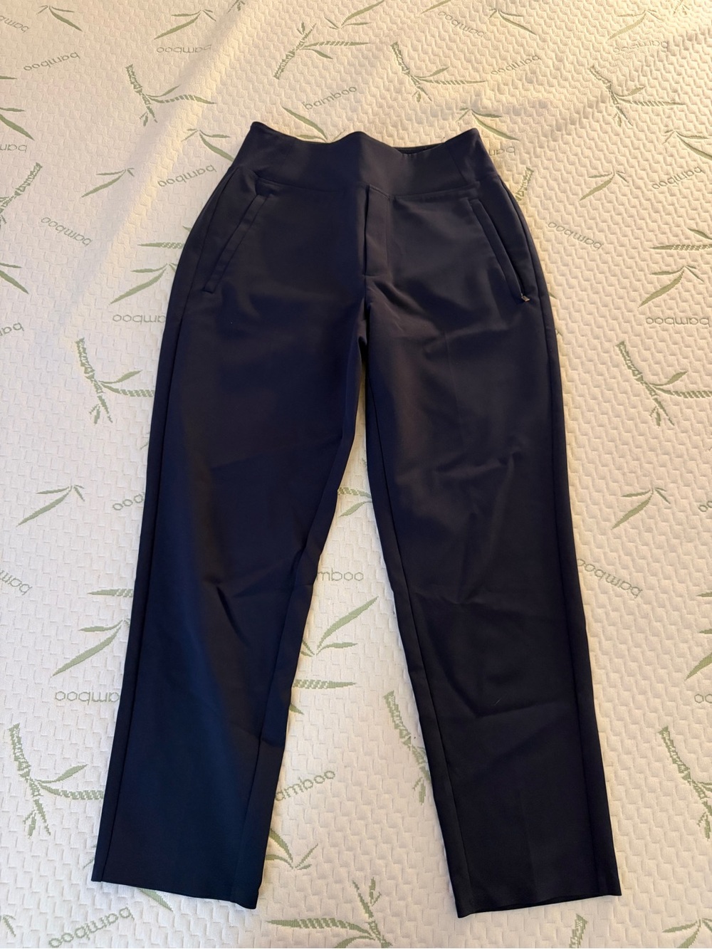 Athleta Navy Straight-Leg Performance Trousers - Navy